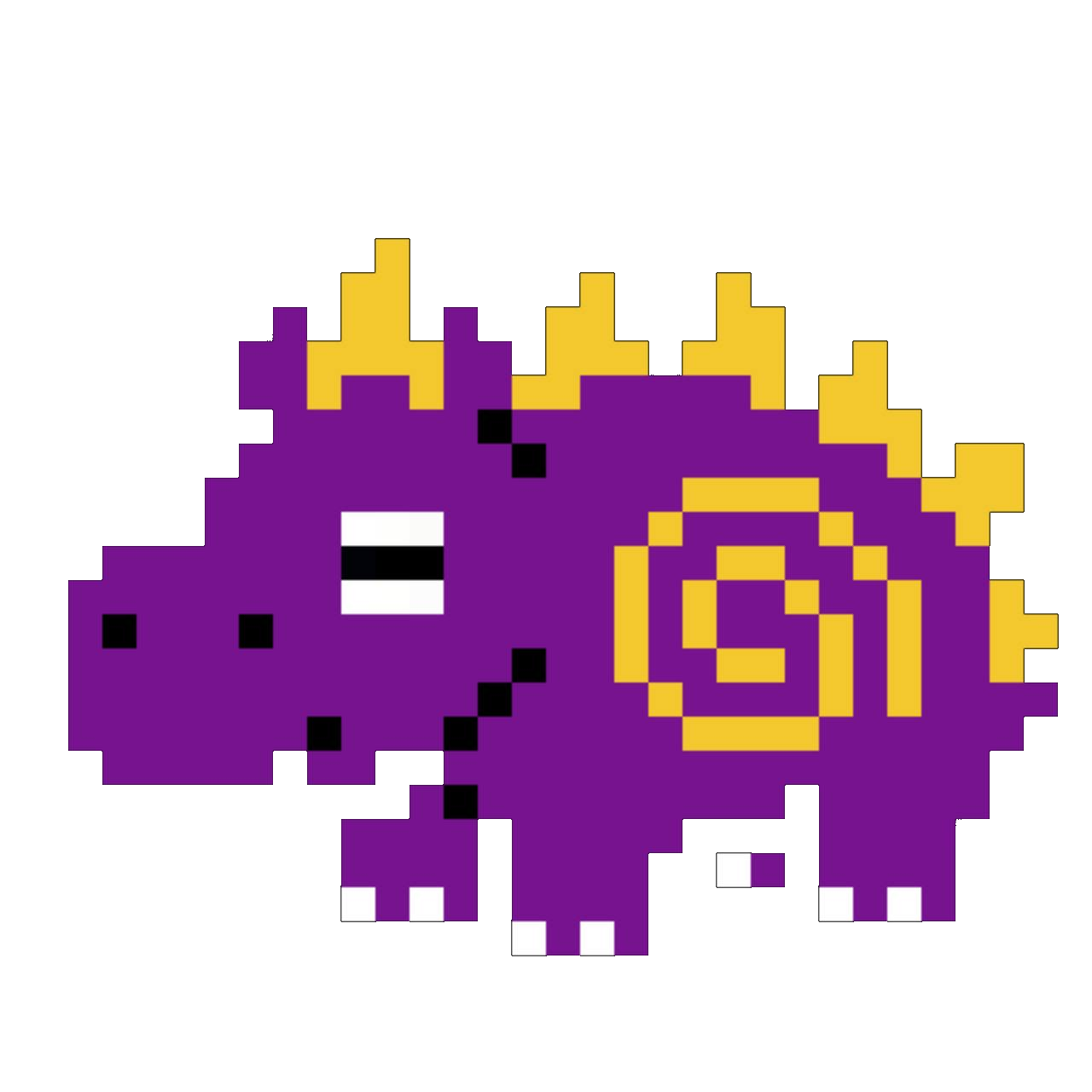 黄色い角を持つ紫色のサイ型モンスター